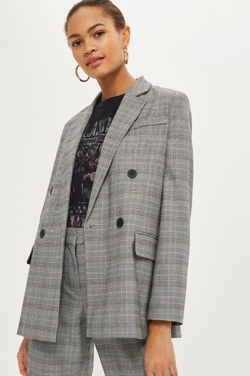 Checked Double Breasted Jacket | Topshop US