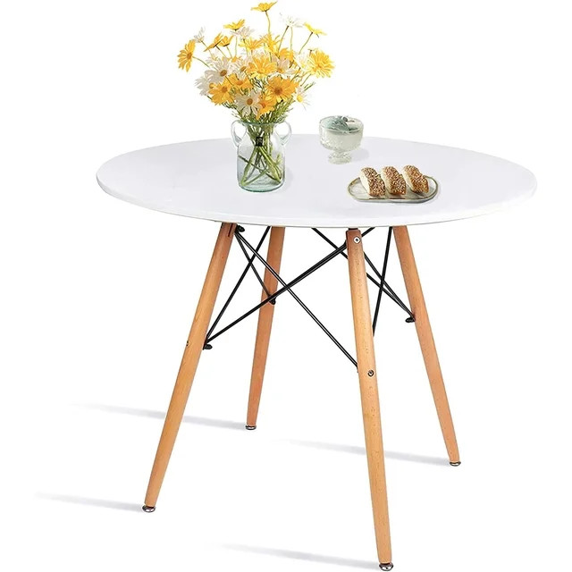 Modern Dining Table, Round Engineered Wood Top, MDF, 32' Dia, 28.34' H, White, 2 Seats, Kitchen L... | Walmart (US)