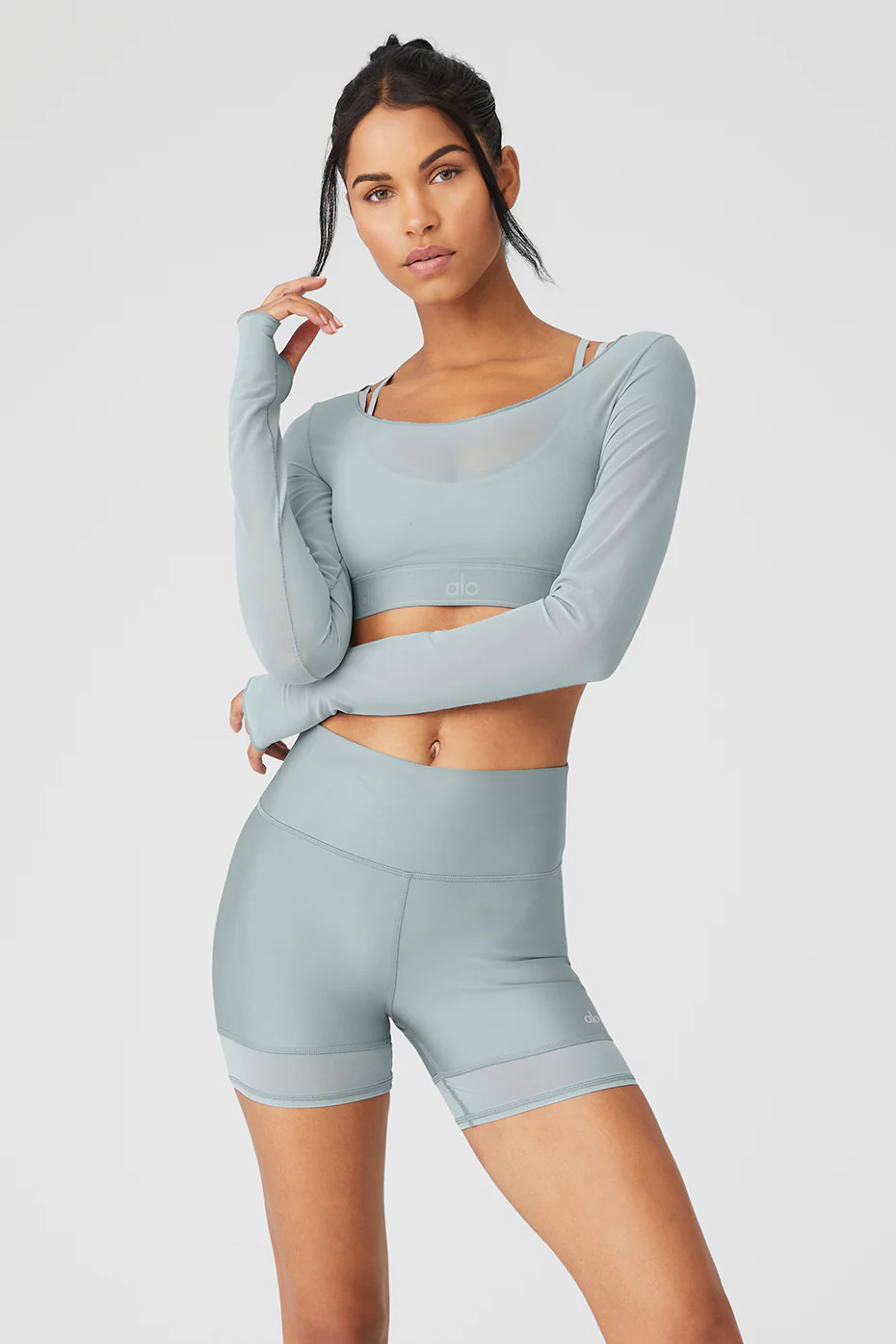 Airlift Long Sleeve Ballet Dream Bra in Cosmic Grey, Size: Large | Alo YogaÅ½ | Alo Yoga (US)