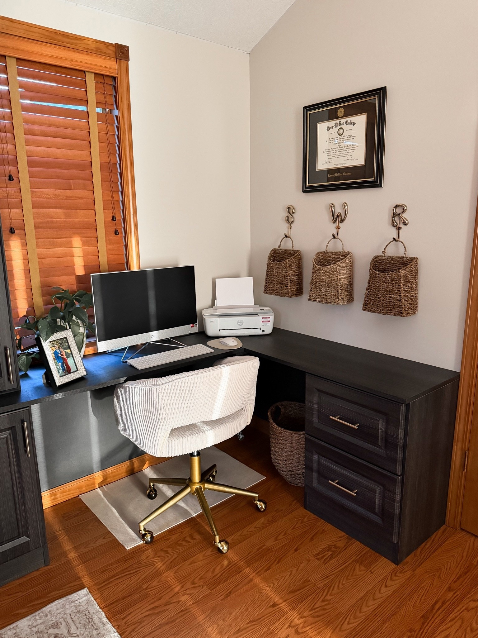 These Amazon baskets are perfect for keeping my desk and mail area organized. 
Hooks from Kirklands. Can’t link on LTK

#LTKHome