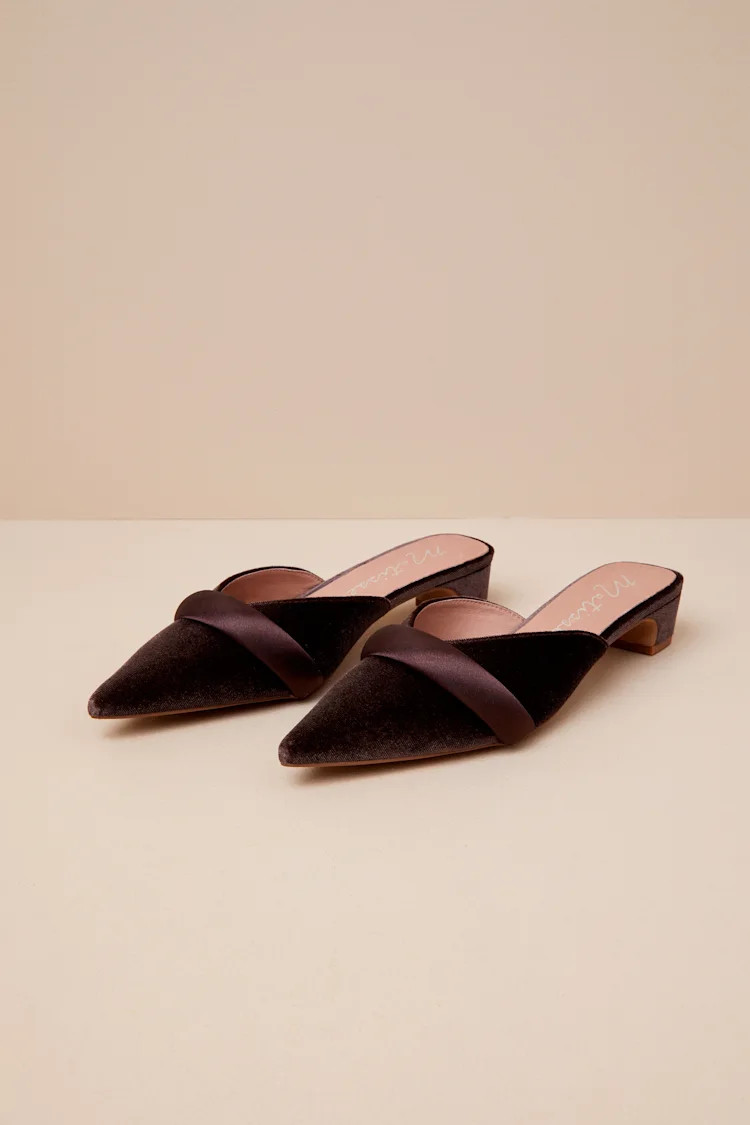 Kellan Espresso Velvet Pointed-Toe Kitten Heel Pumps | Lulus