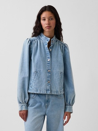 Denim Balloon-Sleeve Crop Swing Jacket | Gap (US)