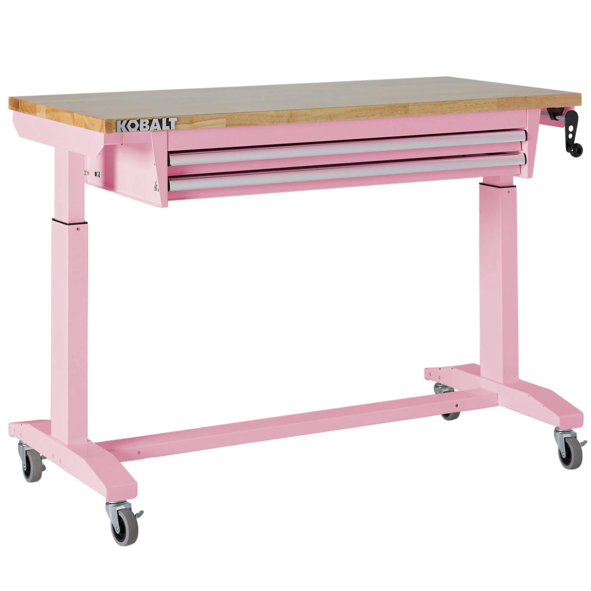 Kobalt 42-in H 2 -Drawers Rolling Pink Wood Adjustable Height Portable Work Bench one_size | 410-004-0131 | Lowe's