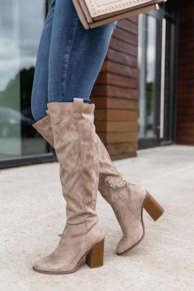 Hadley Beige Tall Suede Knee Boots | The Pink Lily Boutique