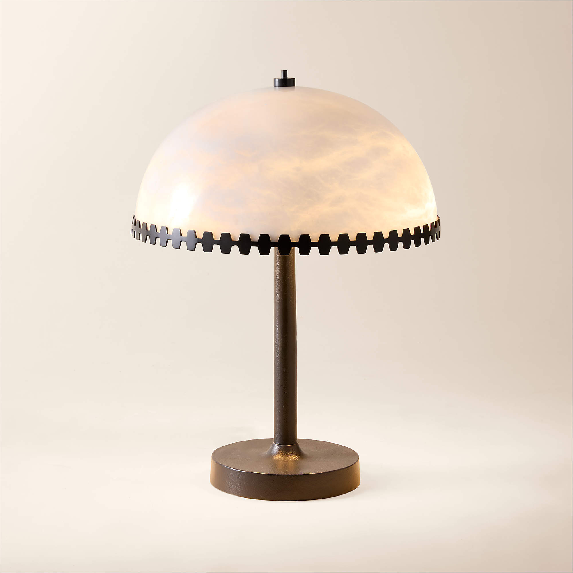 Oceana Black Metal Table Lamp with Alabaster Shade + Reviews | CB2 | CB2