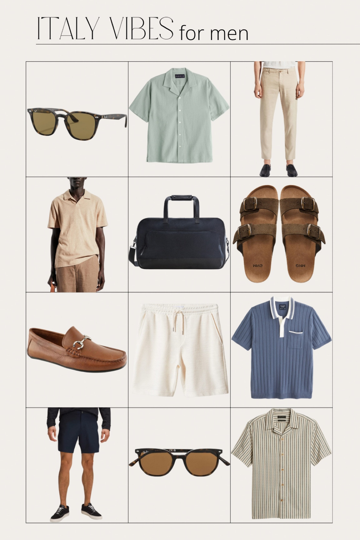 Italys vibes for men!
#outfitsfordudes #italy #mens


#LTKeurope #LTKmens #LTKtravel