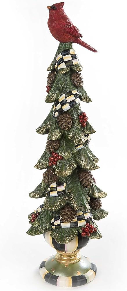 MACKENZIE-CHILDS Christmas Cardinal Tree Figurine with Courtly Check Garland, Holiday Home Decor,... | Amazon (US)