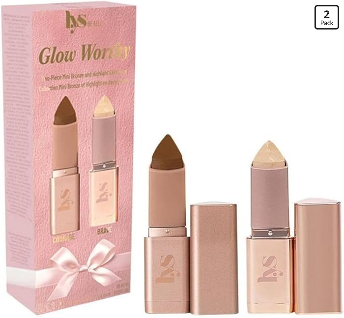 LYS Beauty Mini Glow Worthy Light Bronzer & Highlighter 2-Piece Set – Strength/Brave – Cream ... | Amazon (US)