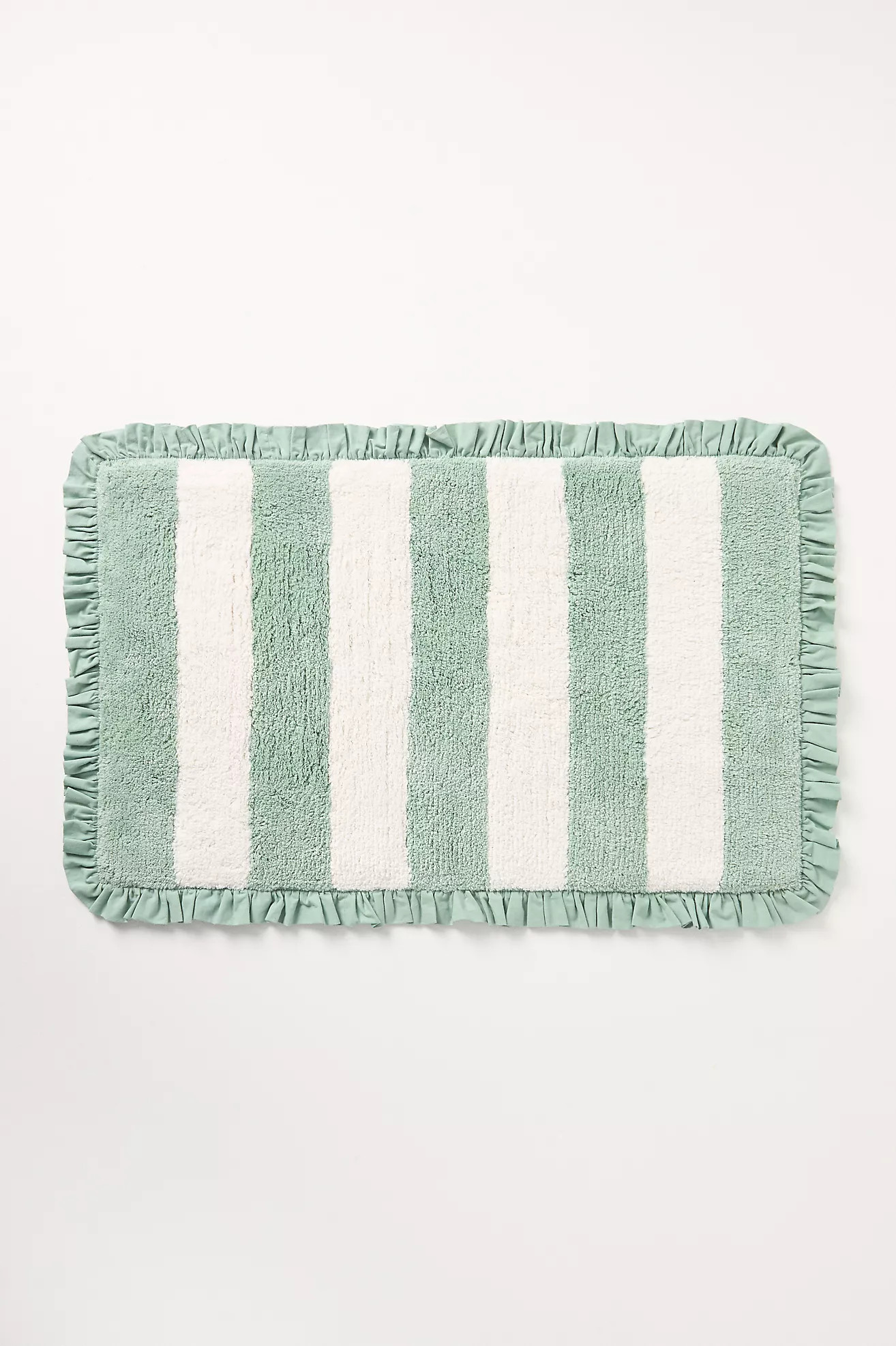 Maeve Ruffled Stripe Tufted Bath Mat | Anthropologie (US)