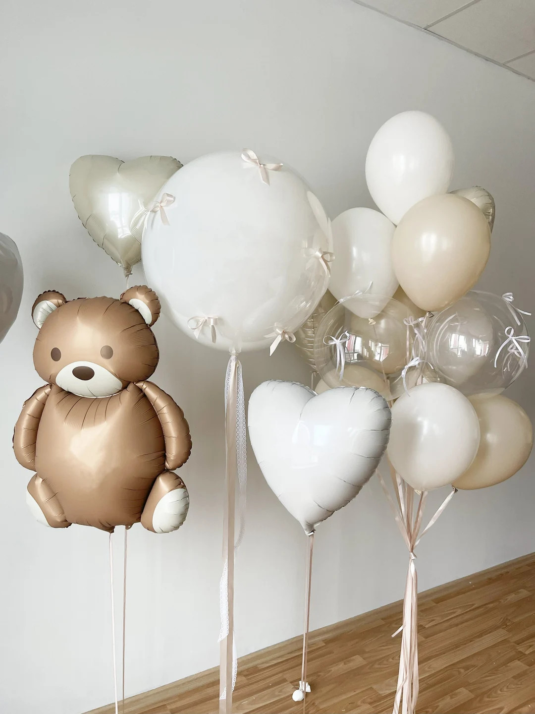 Bear & Elegant Neutral Balloon Bouquet | Perfect for Baby Showers and Birthday Parties - Etsy Can... | Etsy (US)