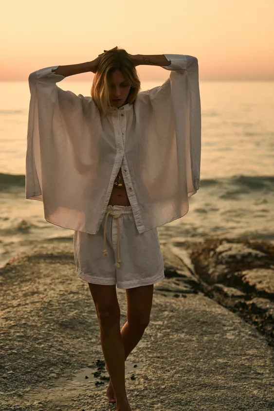 LINEN BLEND SHORTS ZW COLLECTION | Zara US