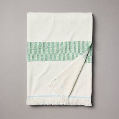 XL Check Print Beach Towel Cream/Green - Hearth & Hand™ with Magnolia | Target