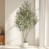 Romswi Artificial Olive Tree 7 FT, with White Pot, Olive Faux Trees Realistic Leaves Silk Tree fo... | Walmart (US)