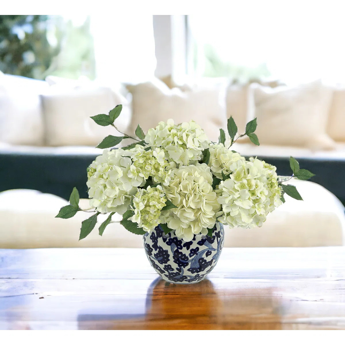 Polysilk Hydrangea Arrangement in Vase | Wayfair North America