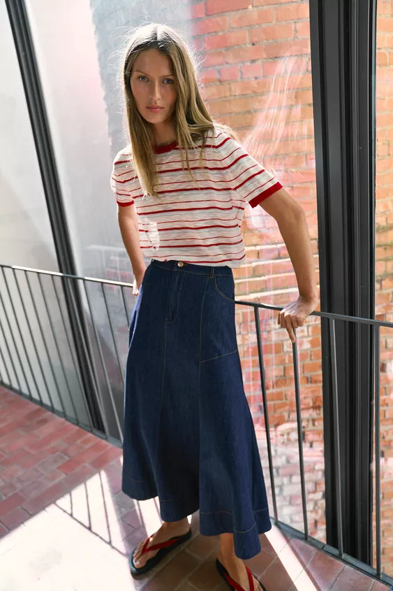 STRIPED KNIT SHORT SLEEVE TOP | Zara US