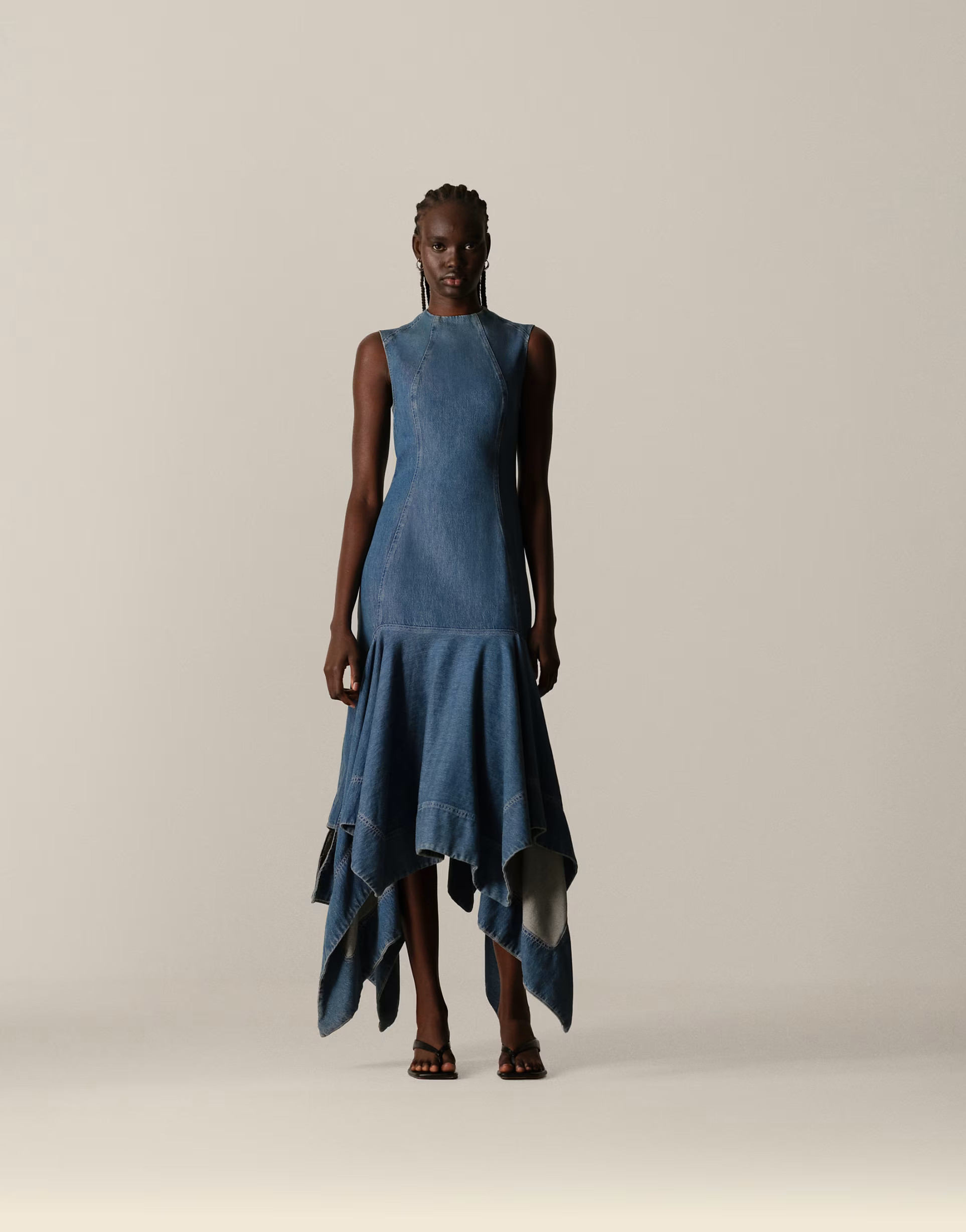 ARRANGE square cut midi dress in denim | ASOS (Global)