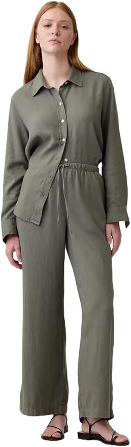Gap Womens Wide Leg Linen Pull on Pant | Amazon (US)