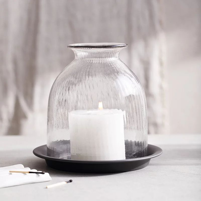 Domed Glass Candle Holder With Tray - Medium | The White Company (US & CA)