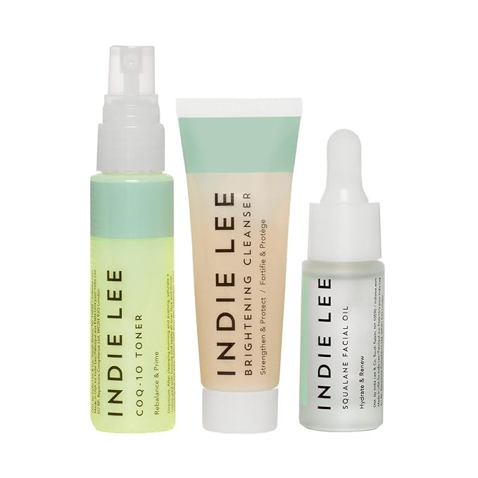 Indie Lee Discovery Kit - Brightening Cleanser, CoQ-10 Toner + Squalane Facial Oil - Skincare Reg... | Amazon (US)