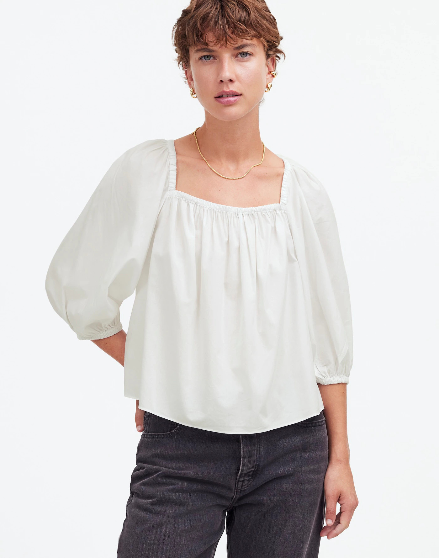 Puff-Sleeve Babydoll Top | Madewell | Madewell