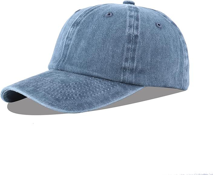 LANGZHEN Unisex Baseball Cap 100% Cotton Fits Men Women Washed Denim Adjustable Dad Hat | Amazon (CA)