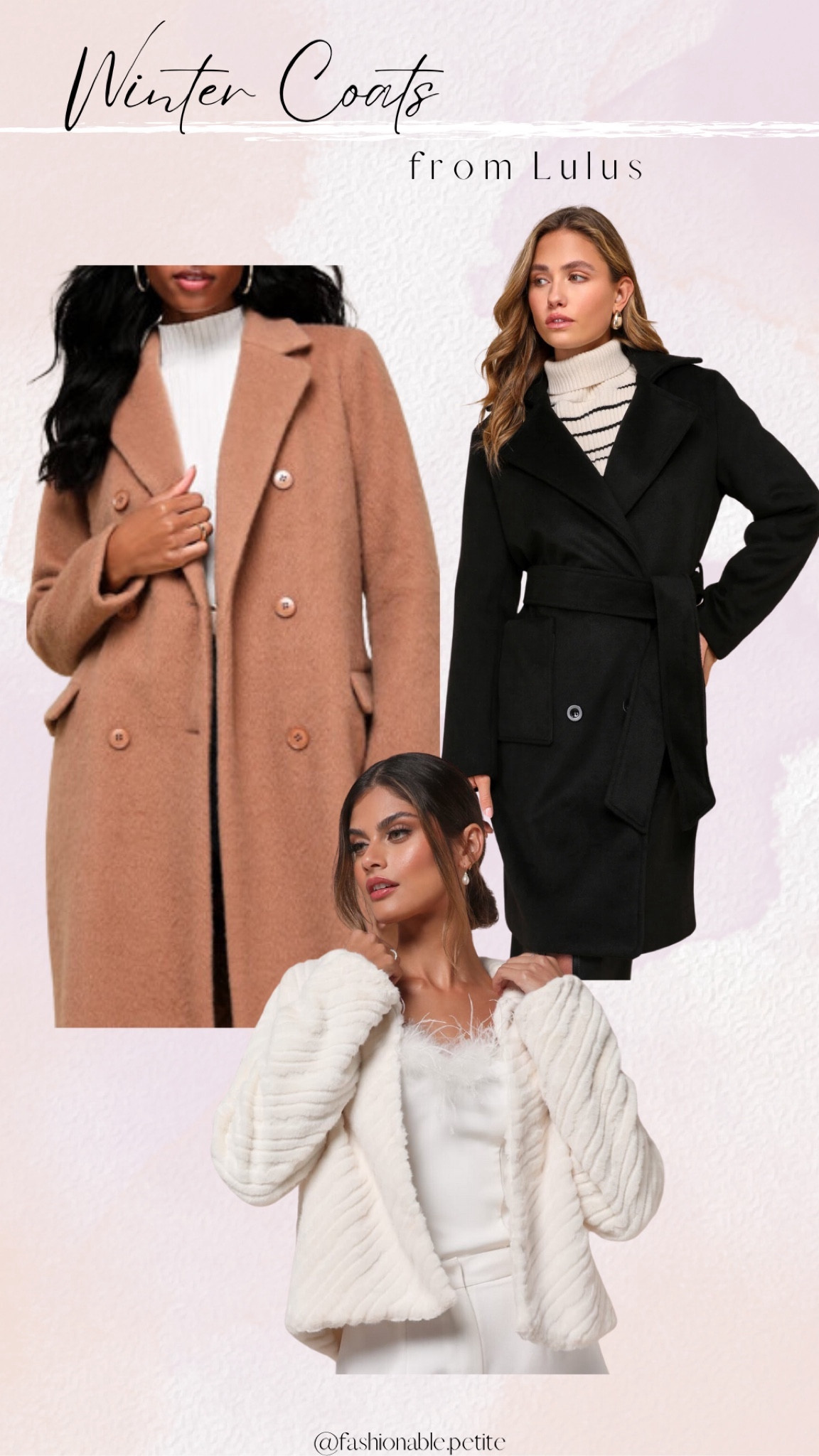 Statement winter jackets from Lulus. I love this cropped faux fur jacket. 

Women’s winter coats.
Winter coat. 
Faux fur coat. 
Double breasted coat.
Camel coat. 

#LTKSeasonal