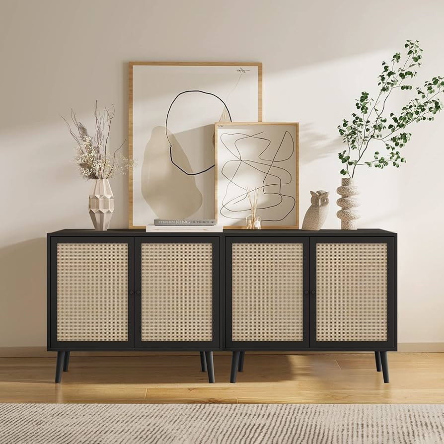 ORRD Sideboard Buffet Cabinet, Wide Kitchen Storage Cabinet with Rattan Doors and Adjustable Shel... | Amazon (US)