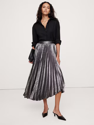 Pleated Asymmetrical Midi Skirt | Banana Republic (US)