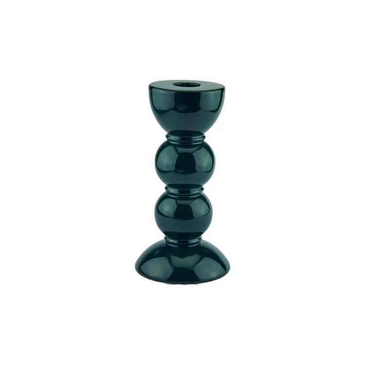 Medium Racing Green Bobbin Candlestick- 14cm | Addison Ross UK