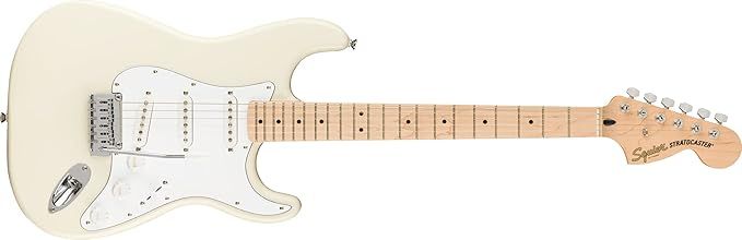 Squier by Fender Affinity Series Stratocaster, Maple fingerboard, Olympic White | Amazon (US)