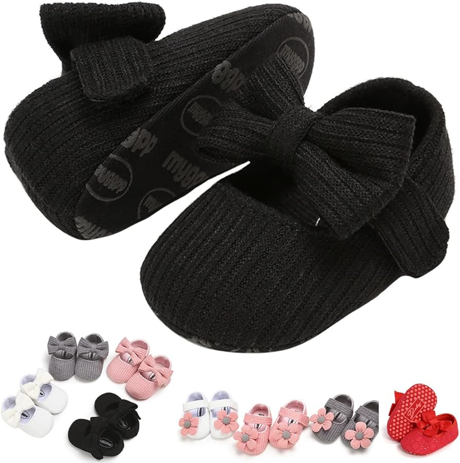 Baby Girls Mary Jane Flats with Bowknot Floral Princess Wedding Dress Shoes Soft Newborn Infant C... | Amazon (US)