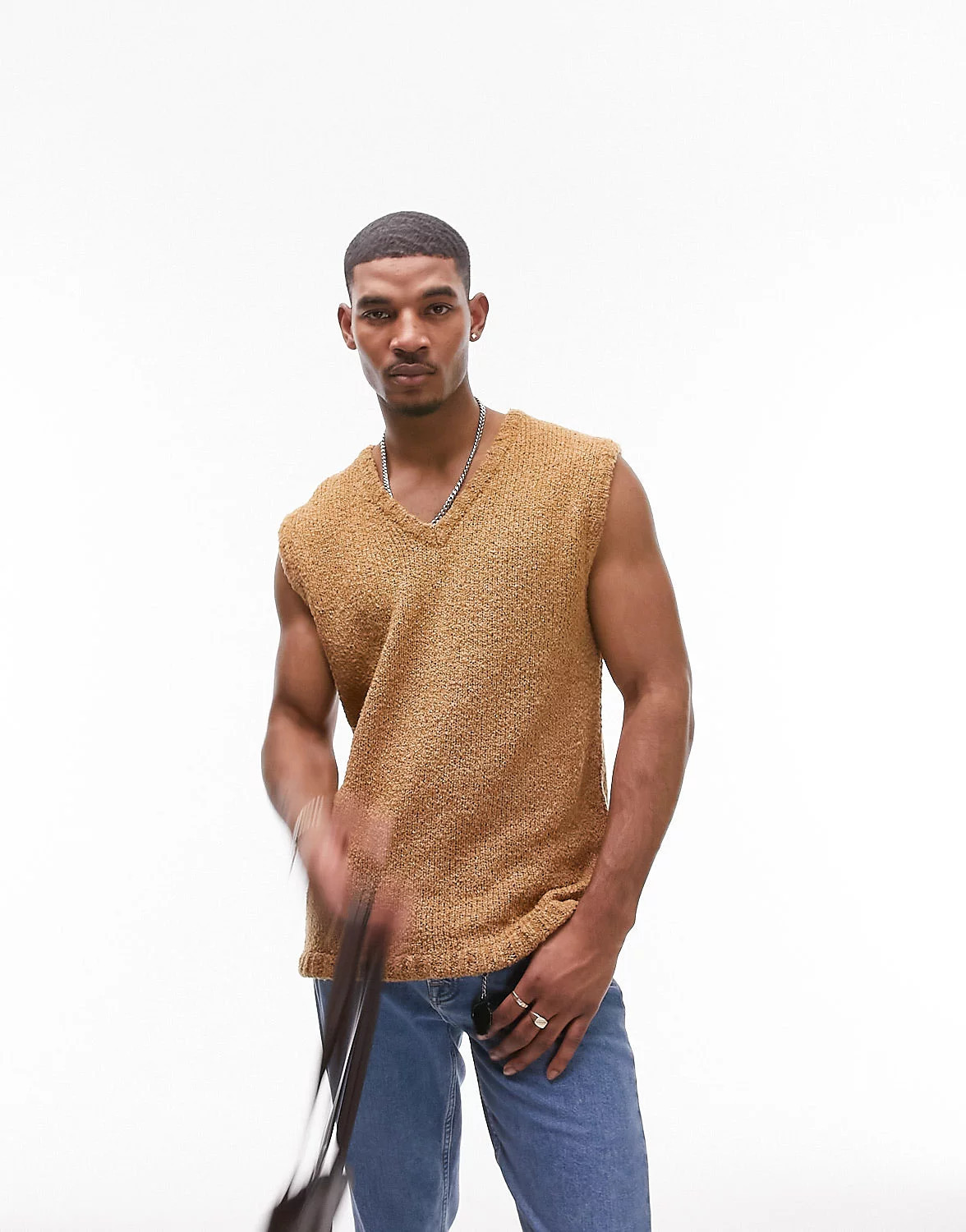 Topman knit tank with texture in tan | ASOS (Global)