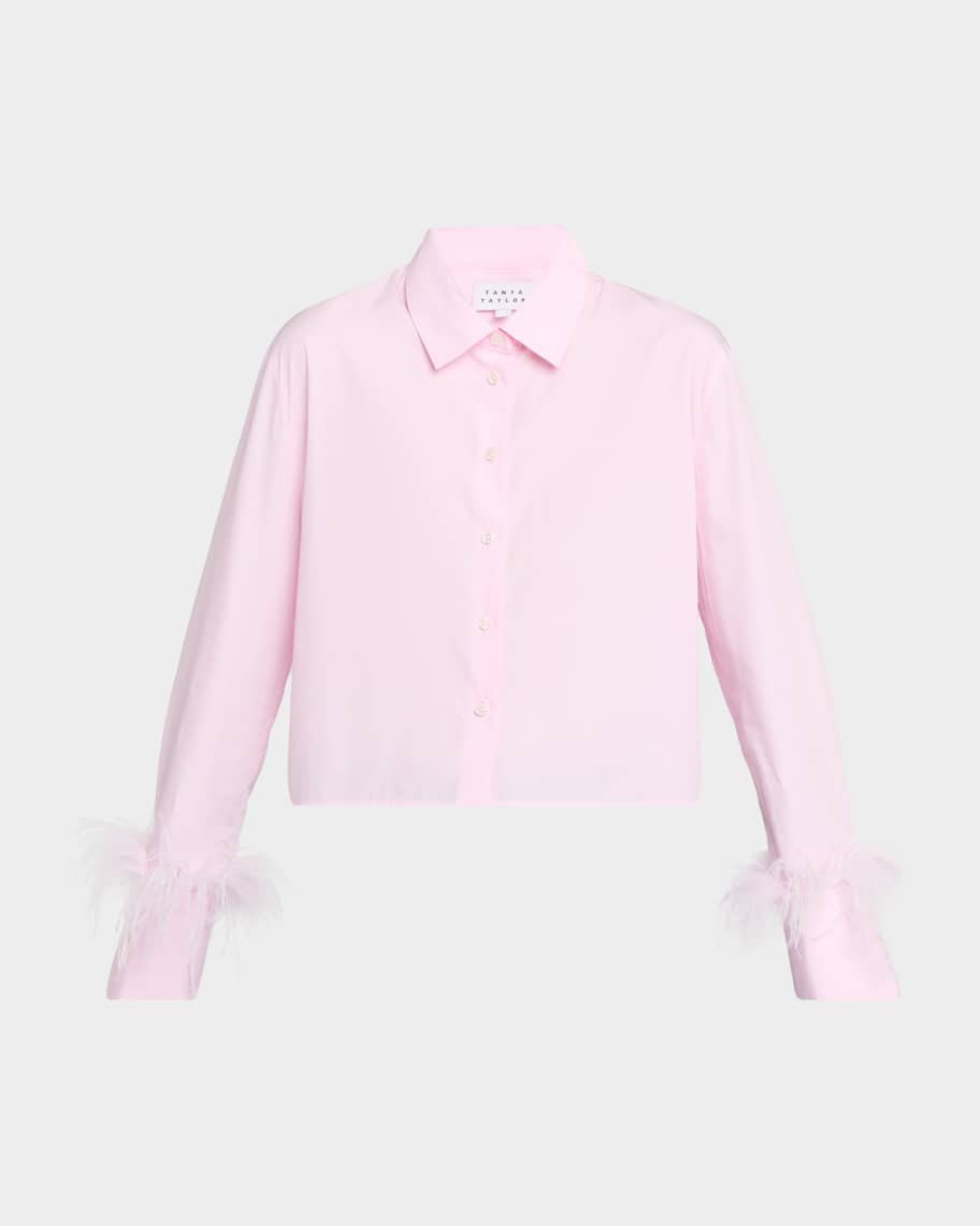 Largaux Feathered Button-Front Shirt | Neiman Marcus