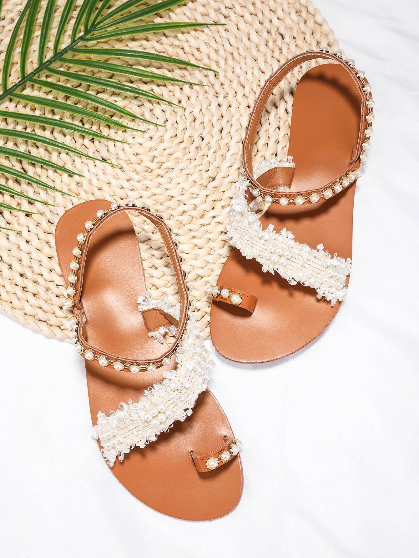 Faux Pearl Decor Thong Sandals | SHEIN