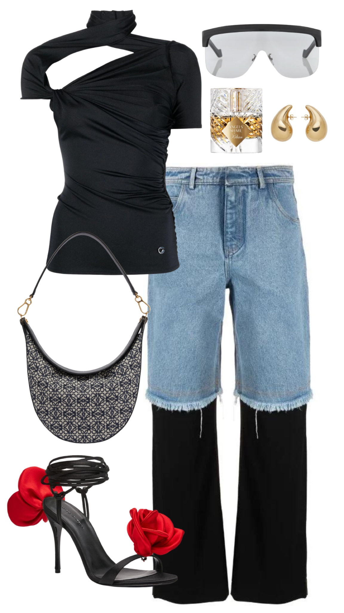 coperni top 
christopher esber jeans 
magda butrym heels 
loewe bag + sunglasses 
bottega veneta earrings 
kilian angel share perfume 

#LTKstyletip #LTKSeasonal #LTKFind