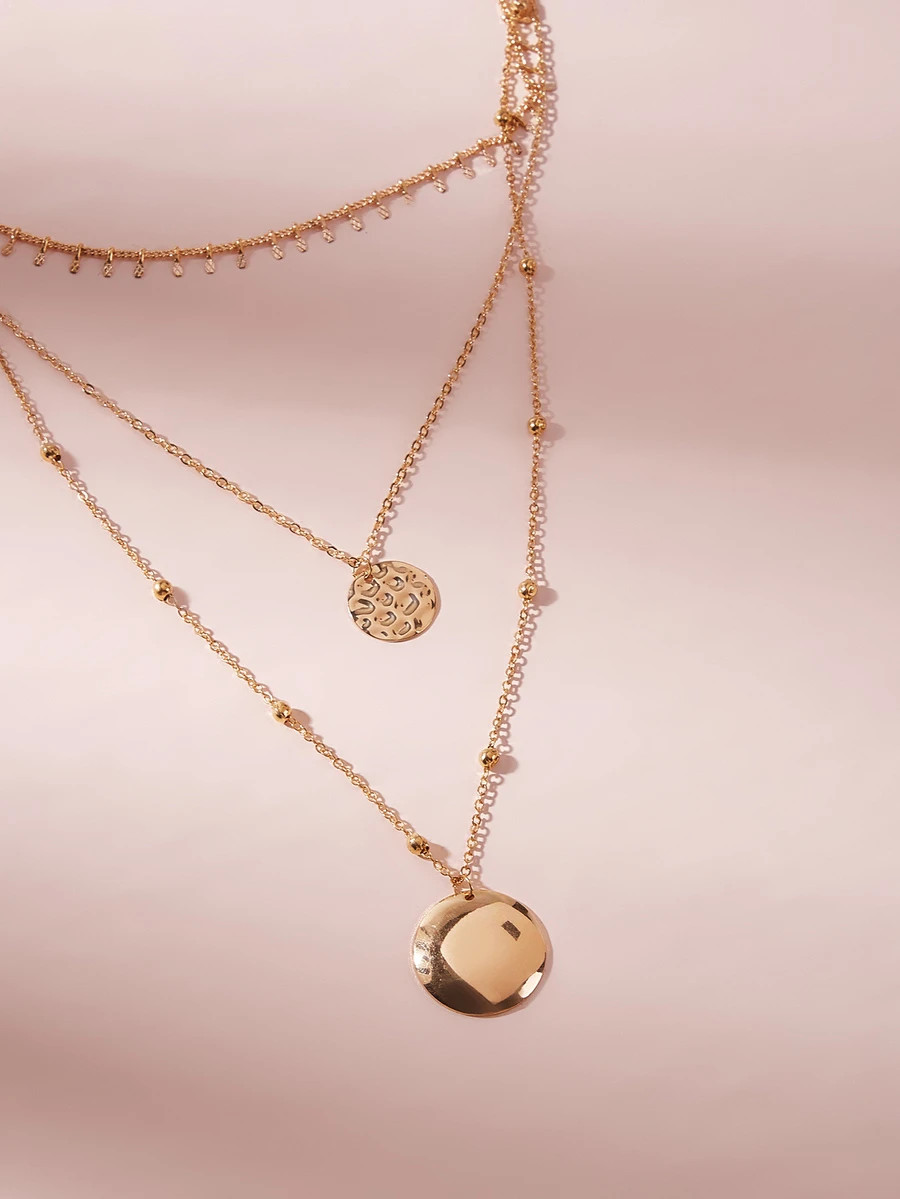 Coin Charm Layered Necklace 1pc | SHEIN
