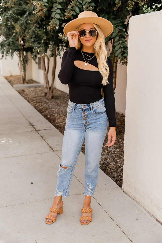 Unpredictable Nights Black Keyhole Bodysuit | The Pink Lily Boutique