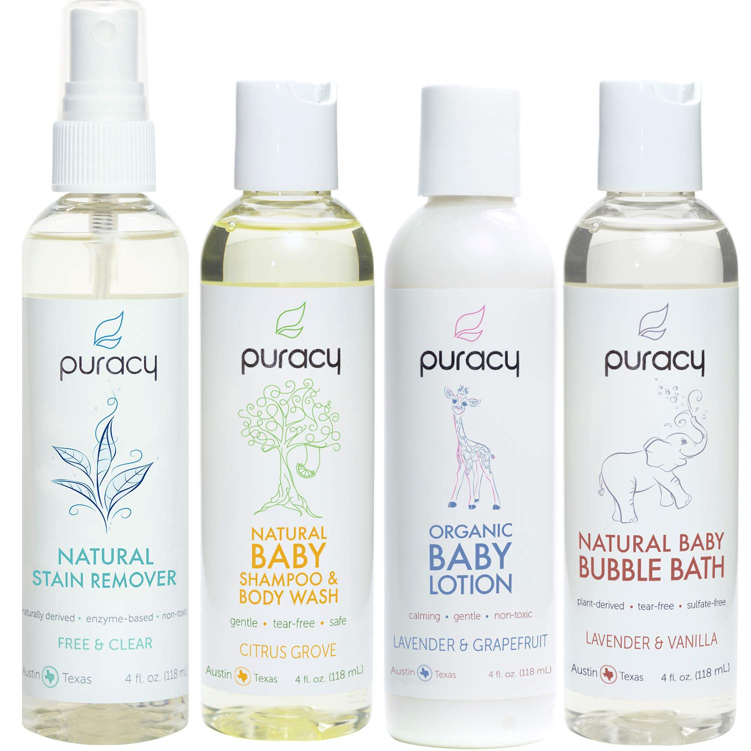 Puracy Organic Baby Care Gift Set, Travel Size Natural Lotion, Shampoo, Bubble Bath, Stain Remove... | Amazon (US)