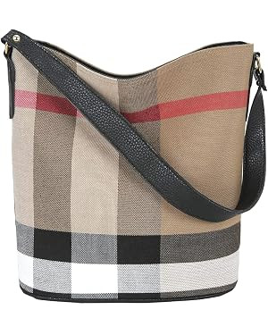 Tote Bag for Women plaid purse Designer Handbags Plaid Womens Purses and Bucket bag Canvas tote h... | Amazon (US)