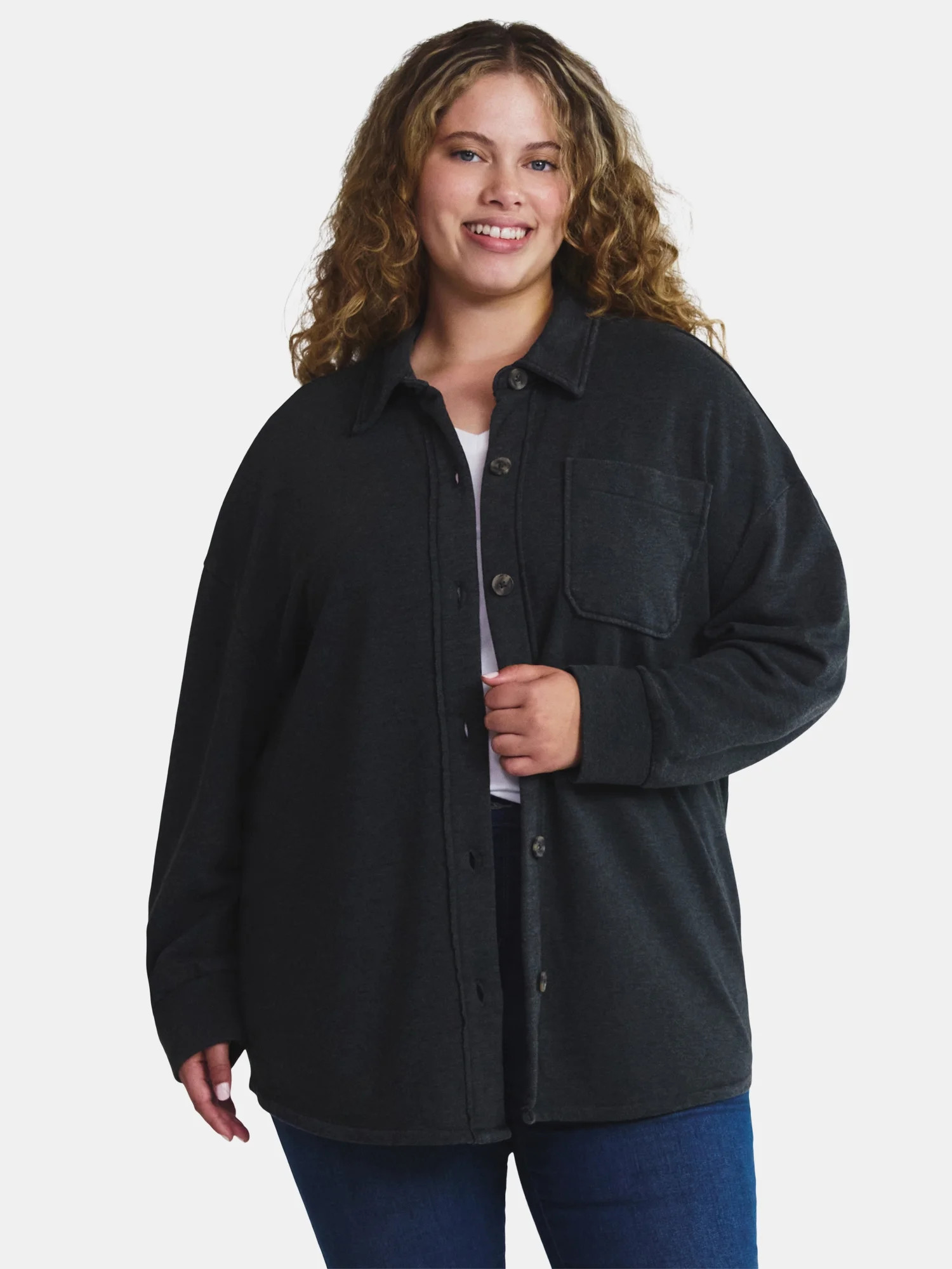 Terra & Sky Women's Plus Knit Shacket, Sizes 0X-5X | Walmart (US)