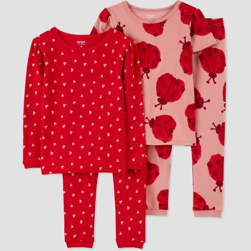 Carter's Just One You® Toddler Girls' 4pc Polka Dot and Lady Bugs Pajama Set - Red | Target
