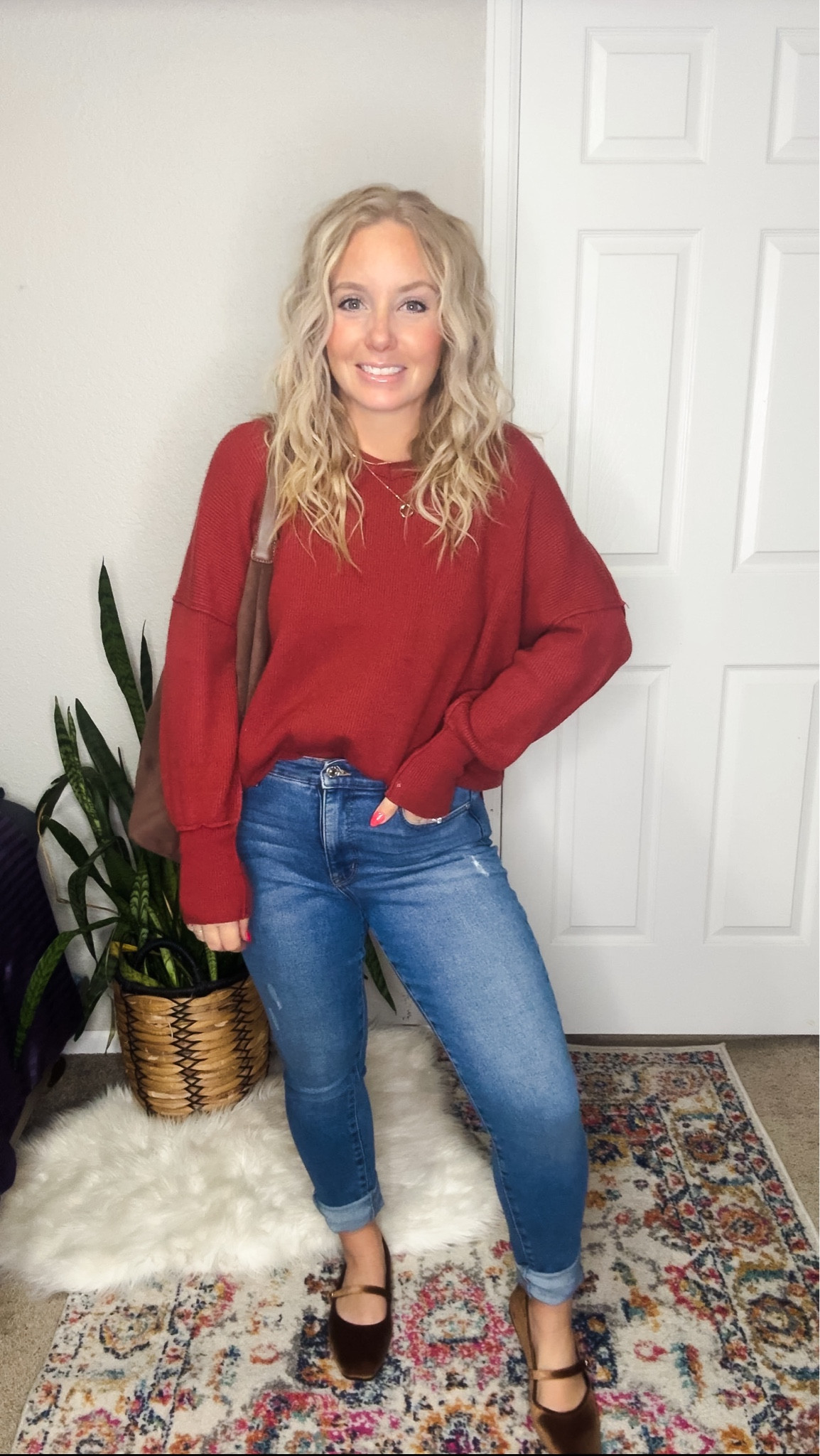 Red oversized sweater with jeans, brown faux suede bag, and velvet ballet flats. Everything fits tts









Winter outfit
Winter fashion
Amazon winter outfits
Trending winter fashion 
 casual winter outfits | winter fashion | size 4-6 | cold weather outfits | winter outfit ideas | layering outfit for the cold| winter fashion 2025 | outfit inspo | outfit ideas | winter outfits amazon  | casual outfit Ideas  | Outfits | Amazon Casual Outfit | Cute casual outfits | Preppy Outfit 

#LTKFindsUnder50 #LTKPetite #LTKootd