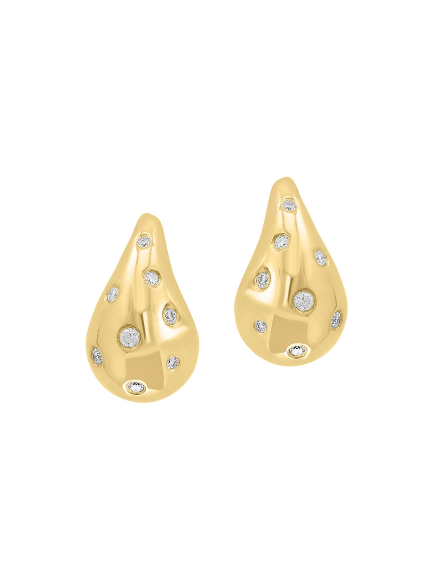 Women's 14K Yellow Gold & 0.27 TCW Diamond Teardrop Earrings - Yellow Gold | Saks Fifth Avenue