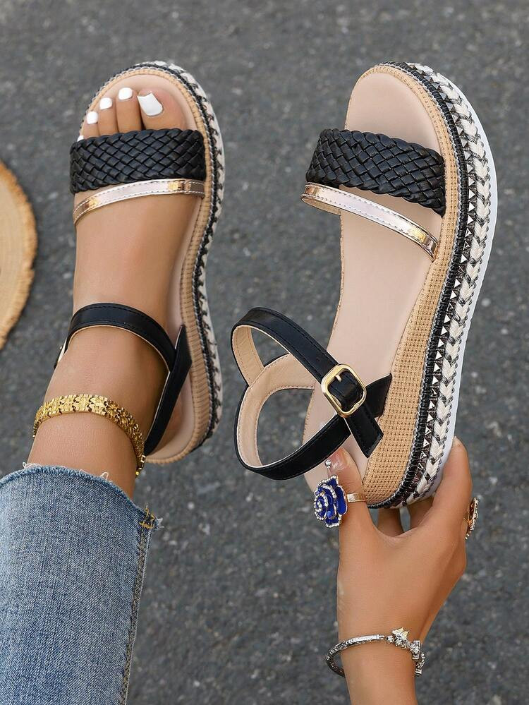 Fashion Women's Bohemian Style Platform Wedge Sandals, New Woven Strap Design, Comfortable Soft B... | SHEIN