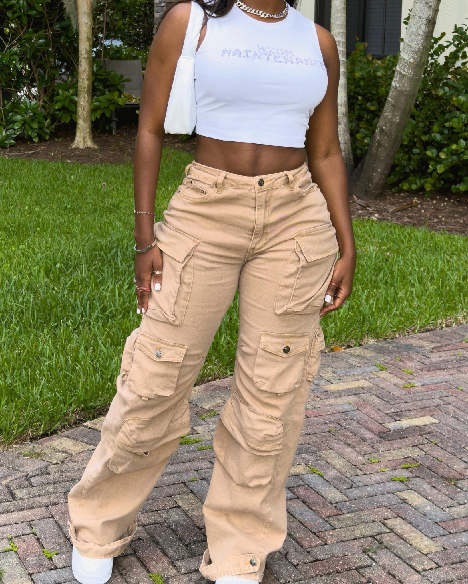 Air Force ones styled with some cargos .
I am wearing a Big Kids size 6. I love my AF1s 

#LTKstyletip