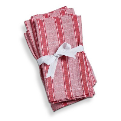 tag Red & White Stripe Cloth Napkin Set of 4 - Everyday Use, Machine Washable, 20" x 20" | Target