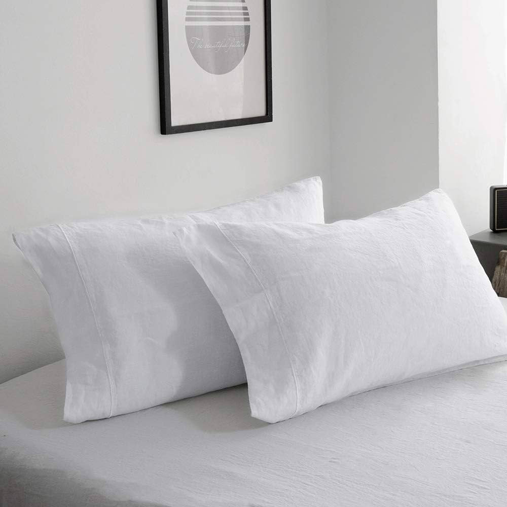 Simple&Opulence 100% French Linen Pillowcase Queen Size-Set of 2- Washed Solid Color Pillow Cases... | Amazon (US)