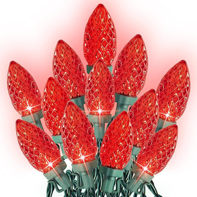 Dazzle Bright C9 Christmas String Lights, 100 LED 66 FT Waterproof Connectable Green Wire Fairy L... | Amazon (US)