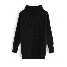 Cozy Ribbed Turtleneck Sweater in Black | Chicwish