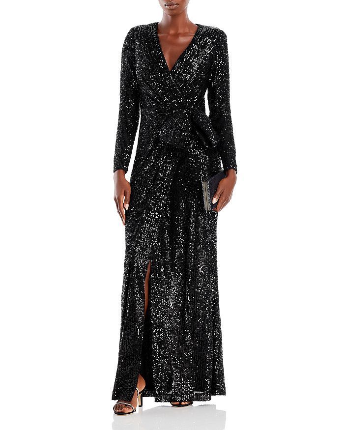 Sequined Wrap Gown | Bloomingdale's (US)